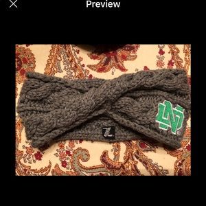 Notre Dame GREY KNIT HEADBAND. Worn once- 1 hour.